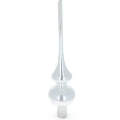 BESTPYSANKY Finials-Glossy Solid White Glass Christmas Tree Topper 11 Inches