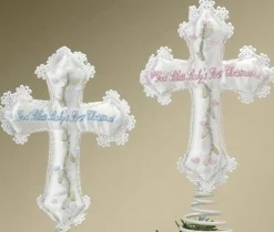 Roman Stars-God Bless Baby's First Christmas Cross Tree Topper For Baby Girl #25963