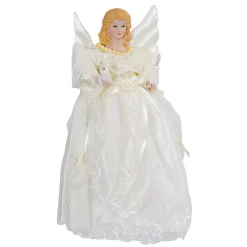 Kurt Adler Finials-Gold And Ivory Angel Light Up Christmas Tree Topper With 10 Lights Ul1076 New