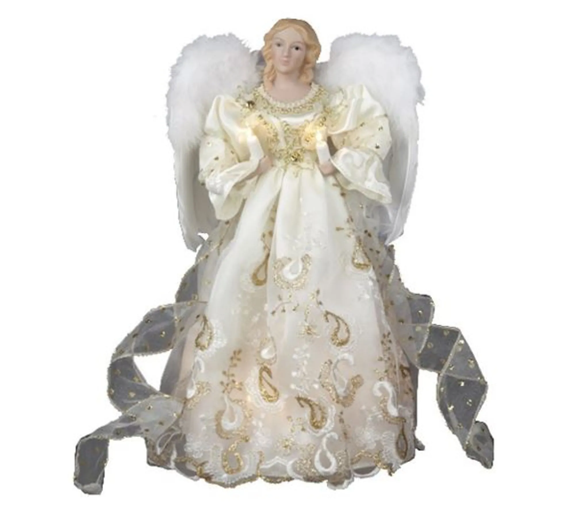 Kurt Adler Finials-Gold Angel Light Up Christmas Tree Topper With 10 Lights Decoration Ul1074 New