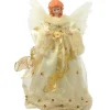 Kurt Adler Finials-Gold Fiber Optic Angel Light Up Animated Christmas Tree Topper 14 Inch Ul2184
