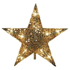 Kurt Adler Finials-Gold Wire Star Light Up Christmas Tree Topper Decoration 9 Inch Tall Ul0131Go