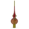 BESTPYSANKY Finials-Golden Spirals On Red Glass Christmas Tree Topper 11 Inches