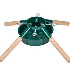 Northlight Real Tree Stands-Green Metal And Wood Live Christmas Tree Stand - For Trees Up To 7Ft Tall
