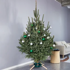 Northlight Real Tree Stands-Green Metal And Wood Live Christmas Tree Stand - For Trees Up To 7Ft Tall