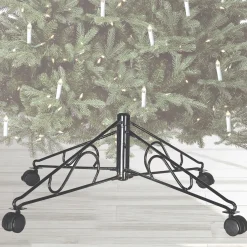 Contemporary Home Living Artificial Tree Stands-Green Rolling Christmas Tree Stand For 10' Artificial Trees