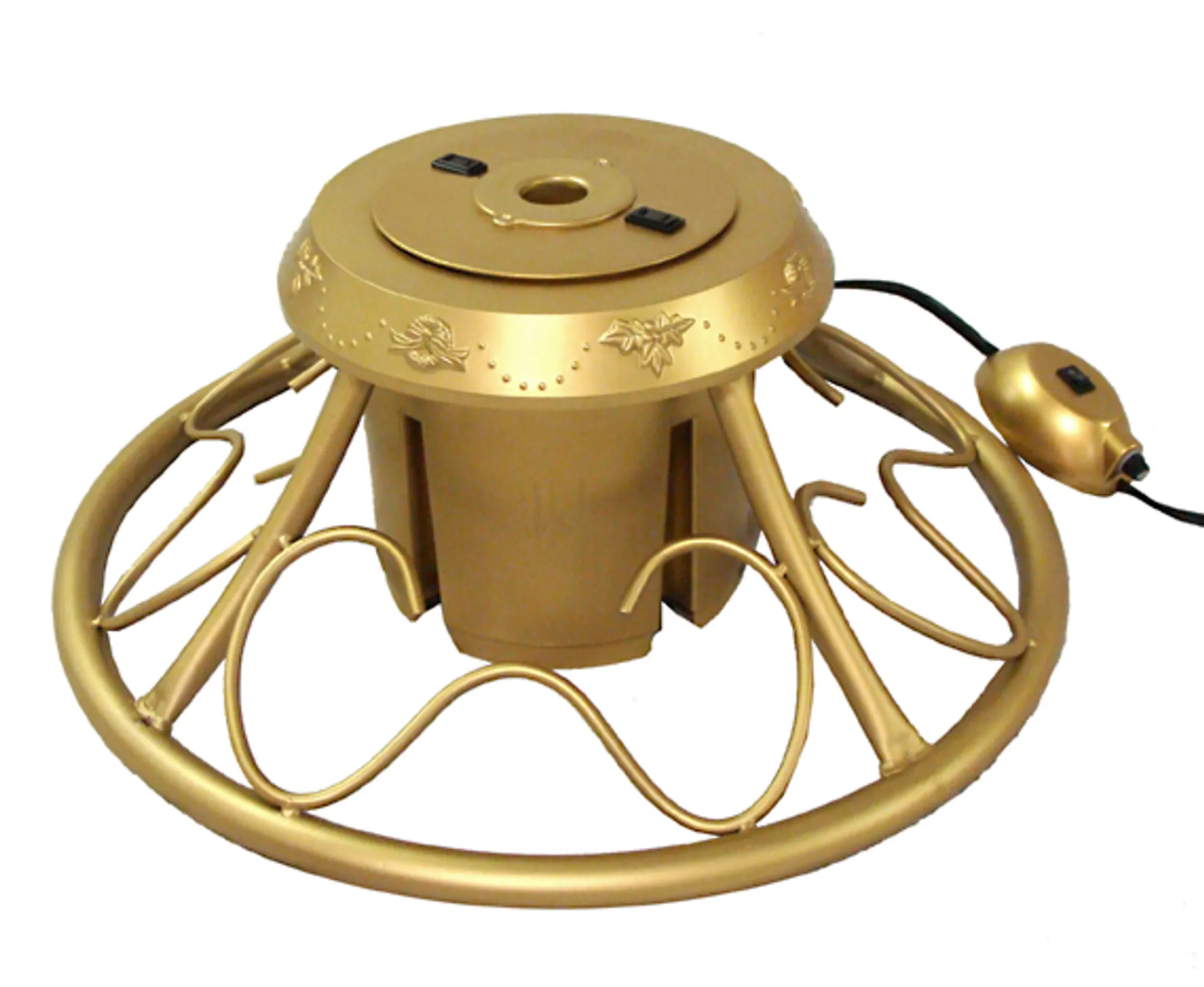CMI Artificial Tree Stands-Heavy Duty Fancy Gold Metal Rotating Artificial Christmas Tree Stand