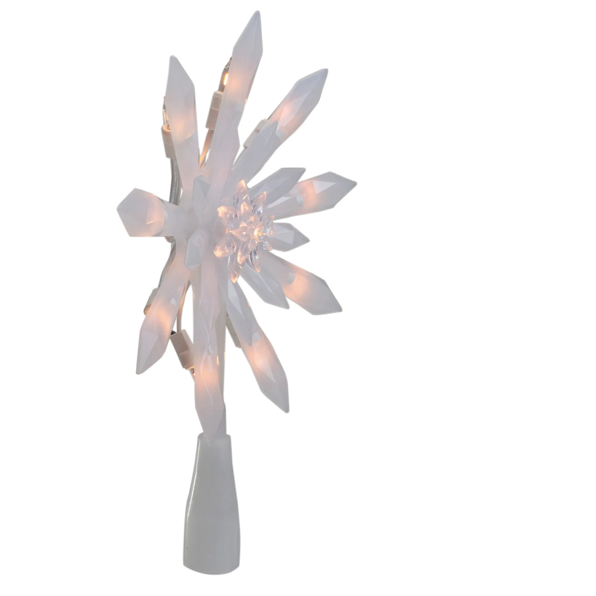 Northlight Stars-9-Inch Lighted White Snowflake Christmas Tree Topper - Clear Lights