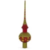 BESTPYSANKY Finials-Jeweled Gold On Red Glass Christmas Tree Topper 11 Inches
