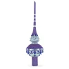 BESTPYSANKY Finials-Jeweled Purple On White Glass Christmas Tree Topper 11 Inches