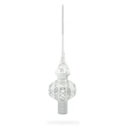 BESTPYSANKY Snowflake-Jewels On Glossy Silver Glass Christmas Tree Topper 11 Inches