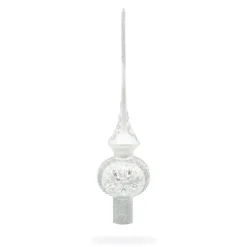 BESTPYSANKY Snowflake-Jewels On Glossy Silver Glass Christmas Tree Topper 11 Inches