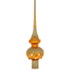 BESTPYSANKY Snowflake-Jewels On Orange Glass Christmas Tree Topper 11 Inches