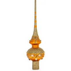 BESTPYSANKY Snowflake-Jewels On Orange Glass Christmas Tree Topper 11 Inches