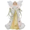Kurt Adler Angels- 16" Lighted Ivory And Gold Angel Christmas Tree Topper - Clear Lights - Ul2216