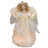 Kurt Adler Angels- 12" Lighted Ivory Angel With Halo Christmas Tree Topper - Clear Lights