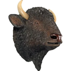 Outdoor Living and Style Finials-32"Large Indoor/Outdoor Buffalo Of The Plains Trophy Wall Mount Statue