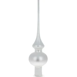 BESTPYSANKY Finials-Matte Solid White Glass Christmas Tree Topper 11 Inches