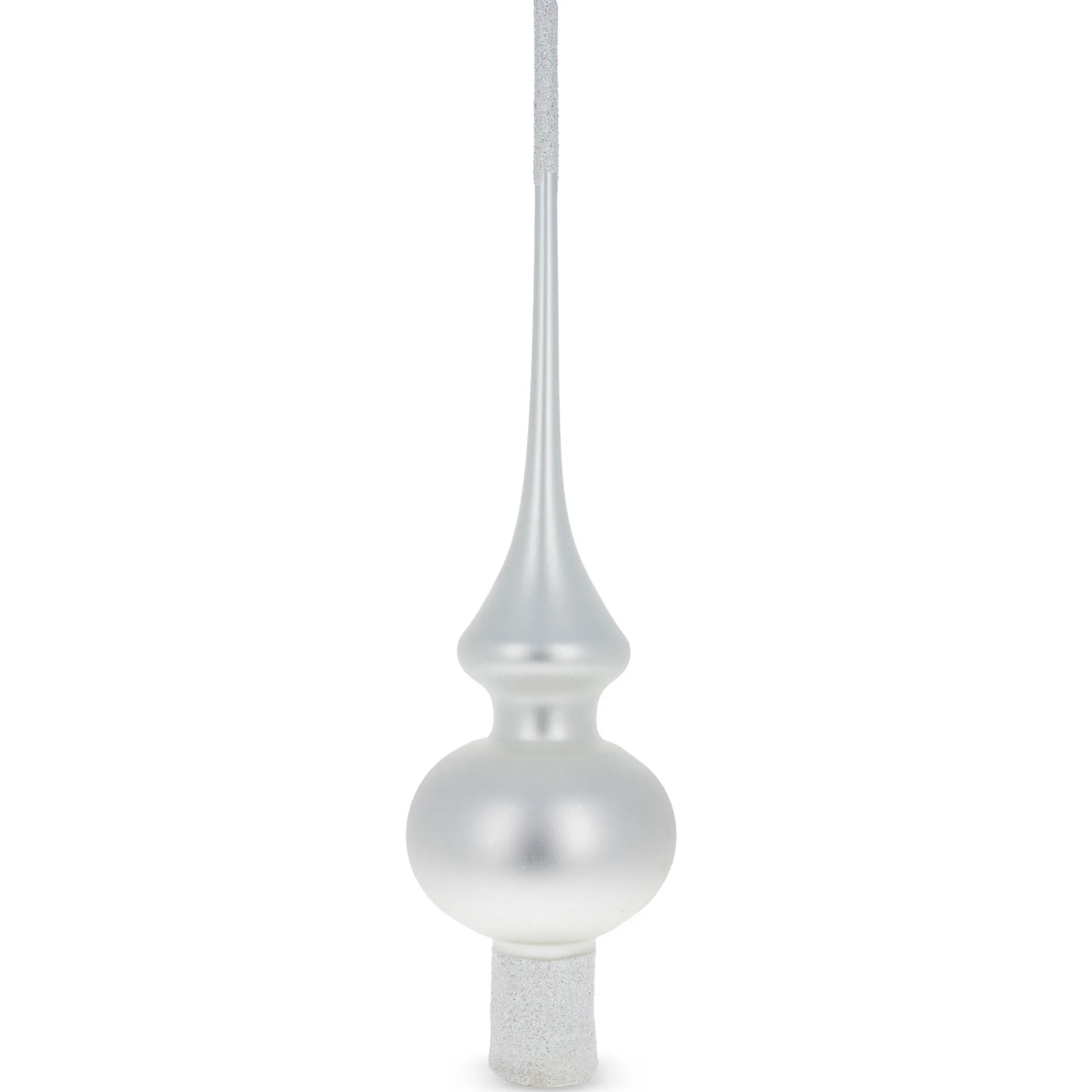 BESTPYSANKY Finials-Matte Solid White Glass Christmas Tree Topper 11 Inches