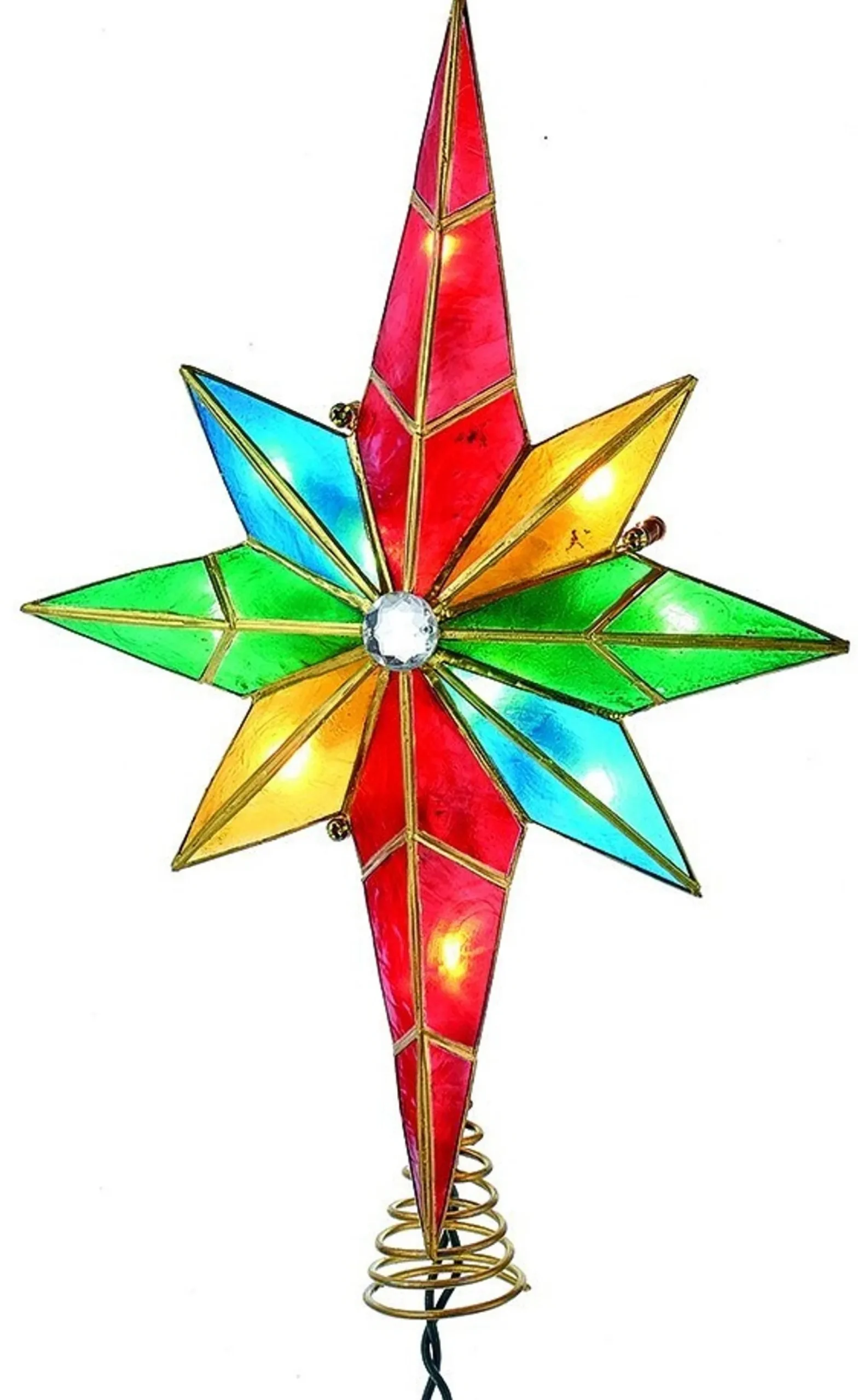 Kurt Adler Finials-Multi Color Capiz Star Of Bethlehem Christmas Tree Topper Decoration Ul3124 New