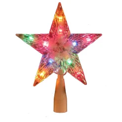 Kurt Adler Finials-Multicolored Lighted Crystal Star Christmas Tree Topper Decoration 7 Inch Ul0158