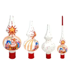 BESTPYSANKY Angels-Nativity Scene For Kids On White Glass Christmas Tree Topper 11 Inches