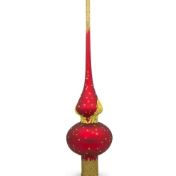 BESTPYSANKY Angels-Nativity Scene On Matte Red Glass Christmas Tree Topper 11 Inches - Bbb-309
