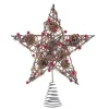 Kurt Adler Finials-Natural Brown Star With Berries Christmas Tree Topper 12 Inch H4201