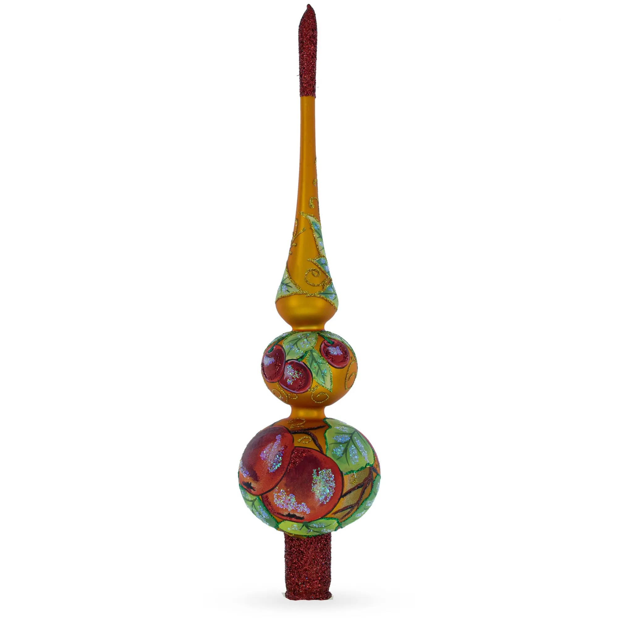 BESTPYSANKY Snowflake-Peaches Glass Christmas Tree Topper 12.5 Inches