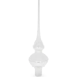 BESTPYSANKY Snowflake-Pearl Drops Glittered White Glass Christmas Tree Topper 11 Inches