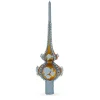 BESTPYSANKY Snowflake-Pearl Roses On Gold Glass Christmas Tree Topper 11 Inches