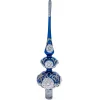 BESTPYSANKY Snowflake-Pearls And Twisted Rope On Double Ball Blue Glass Christmas Tree Topper 12.5 Inches
