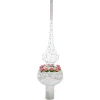 BESTPYSANKY Snowflake-Pink Roses And White Color Tracery Glass Christmas Tree Topper 11 Inches