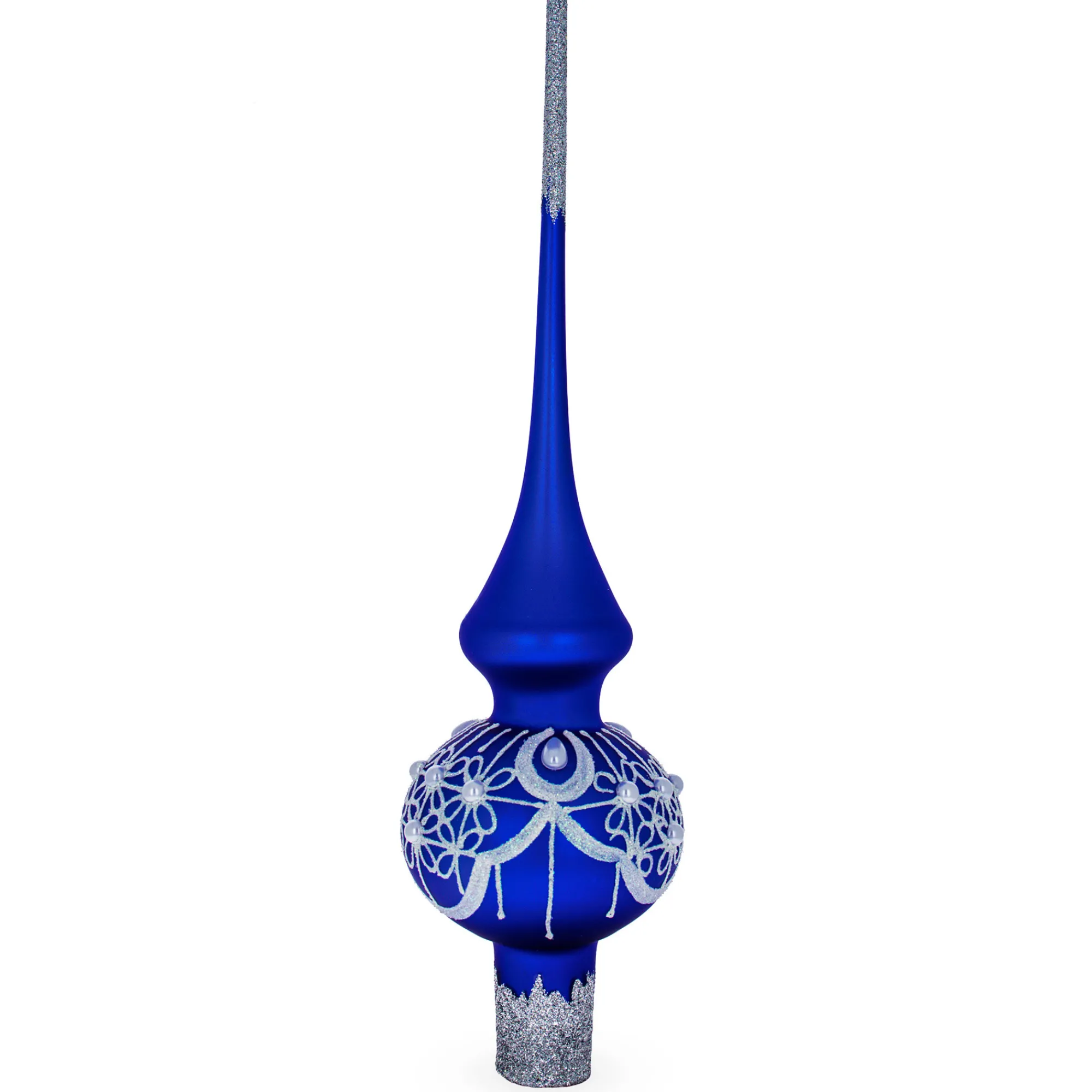 BESTPYSANKY Snowflake-Polar Star In Blue Sky Blue Glass Christmas Tree Topper 11 Inches