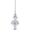 BESTPYSANKY Snowflake-Purple Jewel Star On White Glittered Glass Christmas Tree Topper 11 Inches