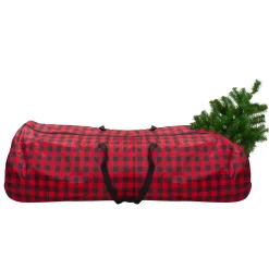 Dyno Tree Storage-Red And Black Plaid Rolling Tree Christmas Tree Storage Bag For Artificial Trees Up To 7.5Ft