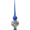 BESTPYSANKY Santa Claus-Santa And Snowman On Blue Glass Christmas Tree Topper 11 Inches