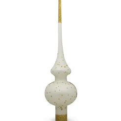 BESTPYSANKY Santa Claus-Santa Claus White Mistletoe Glass Christmas Tree Topper 11 Inches - Bbb-271