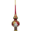 BESTPYSANKY Santa Claus-Santa Climbing Down Chimney On Red Glass Christmas Tree Topper 11 Inches - Bbb-313