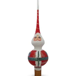 BESTPYSANKY Santa Claus-Santa In Glitter On Red Christmas Tree Topper 11 Inches