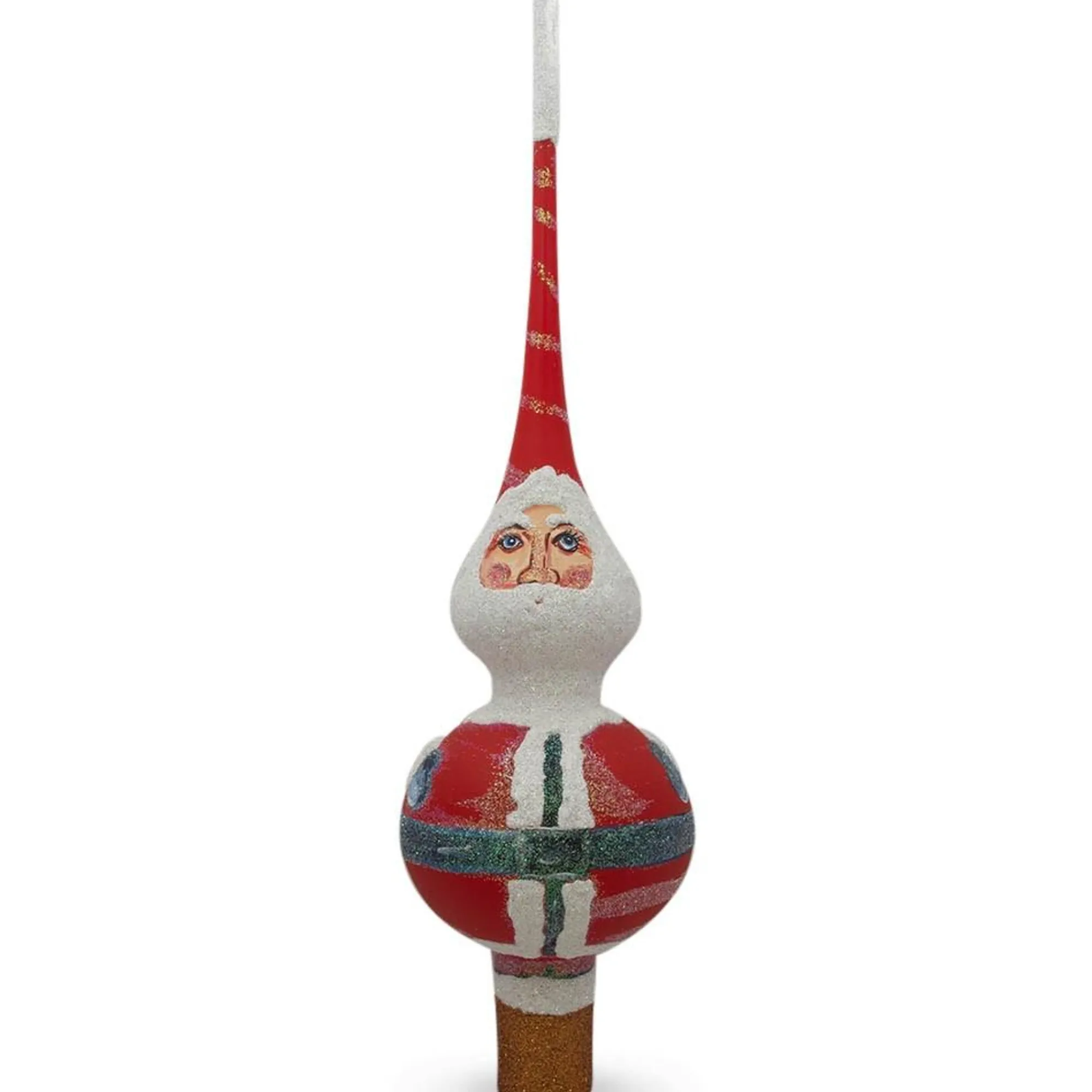 BESTPYSANKY Santa Claus-Santa In Glitter On Red Christmas Tree Topper 11 Inches