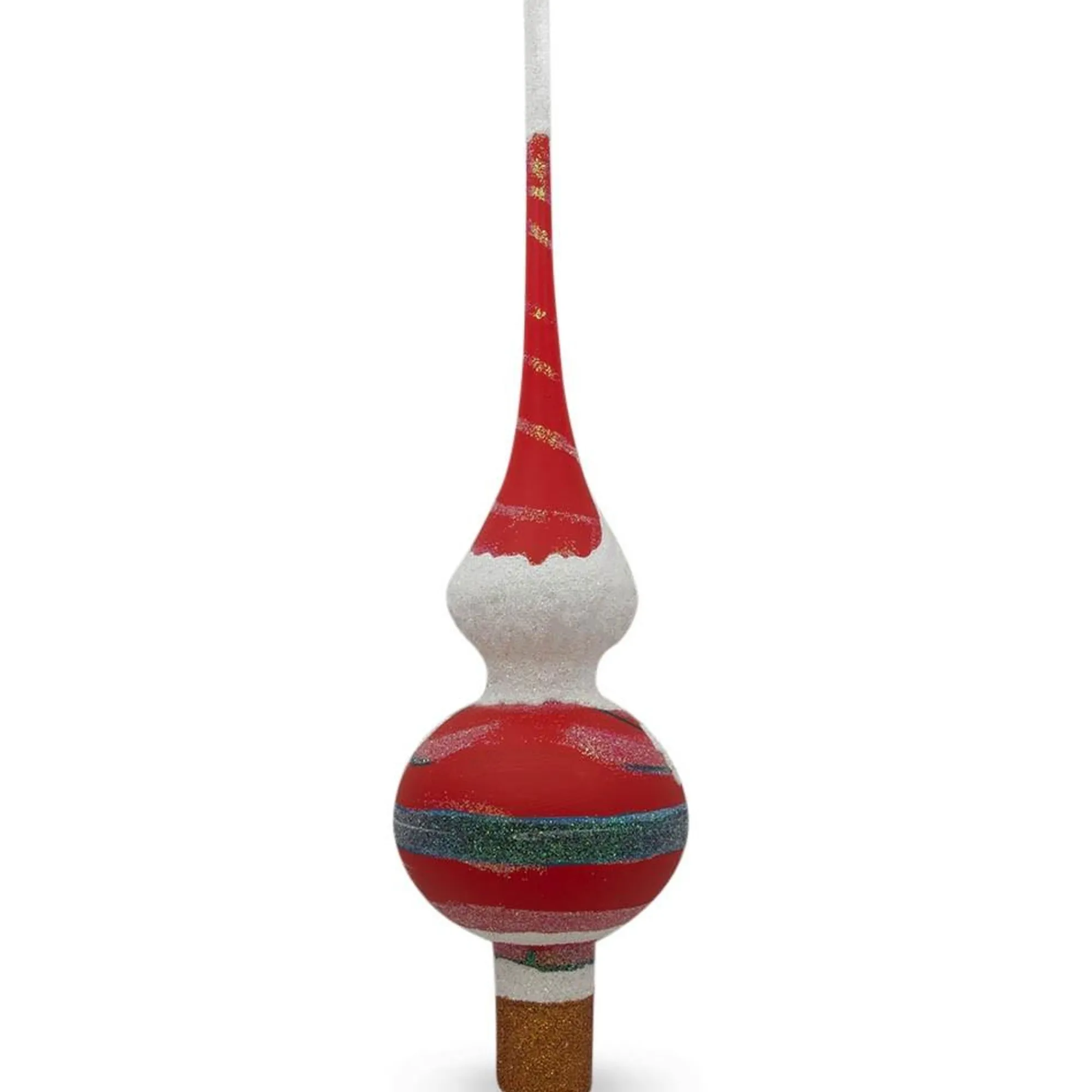 BESTPYSANKY Santa Claus-Santa In Glitter On Red Christmas Tree Topper 11 Inches