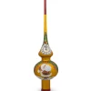 BESTPYSANKY Santa Claus-Santa Looking At Clock On Gold Glass Christmas Tree Topper 11 Inches