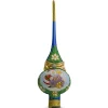 BESTPYSANKY Angels-Santa With An Angel On Blue Glass Christmas Tree Topper 11 Inches