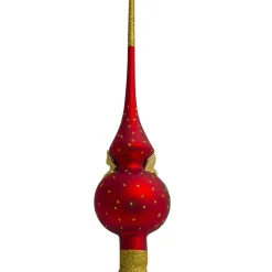 BESTPYSANKY Angels-Santa With An Angel Red Glass Christmas Tree Topper 11 Inches - Bbb-270-R