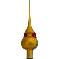 BESTPYSANKY Angels-Santa With Angel On Orange Glass Christmas Tree Topper 11 Inches - Bbb-270-O