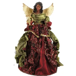 Home and Holiday Shops Finials-Santa's Workshop African American Angel Christmas Tree Topper 16 Inch
