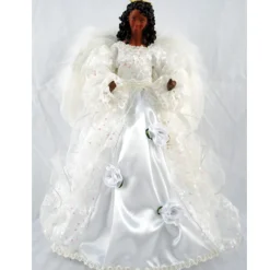 Home and Holiday Shops Finials-Santa's Workshop African American Wedding Dress Angel Tree Topper 16 Inch