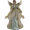 Home and Holiday Shops Finials-Santa's Workshop Aqua And Gold Angel Christmas Tree Topper 16 Inch