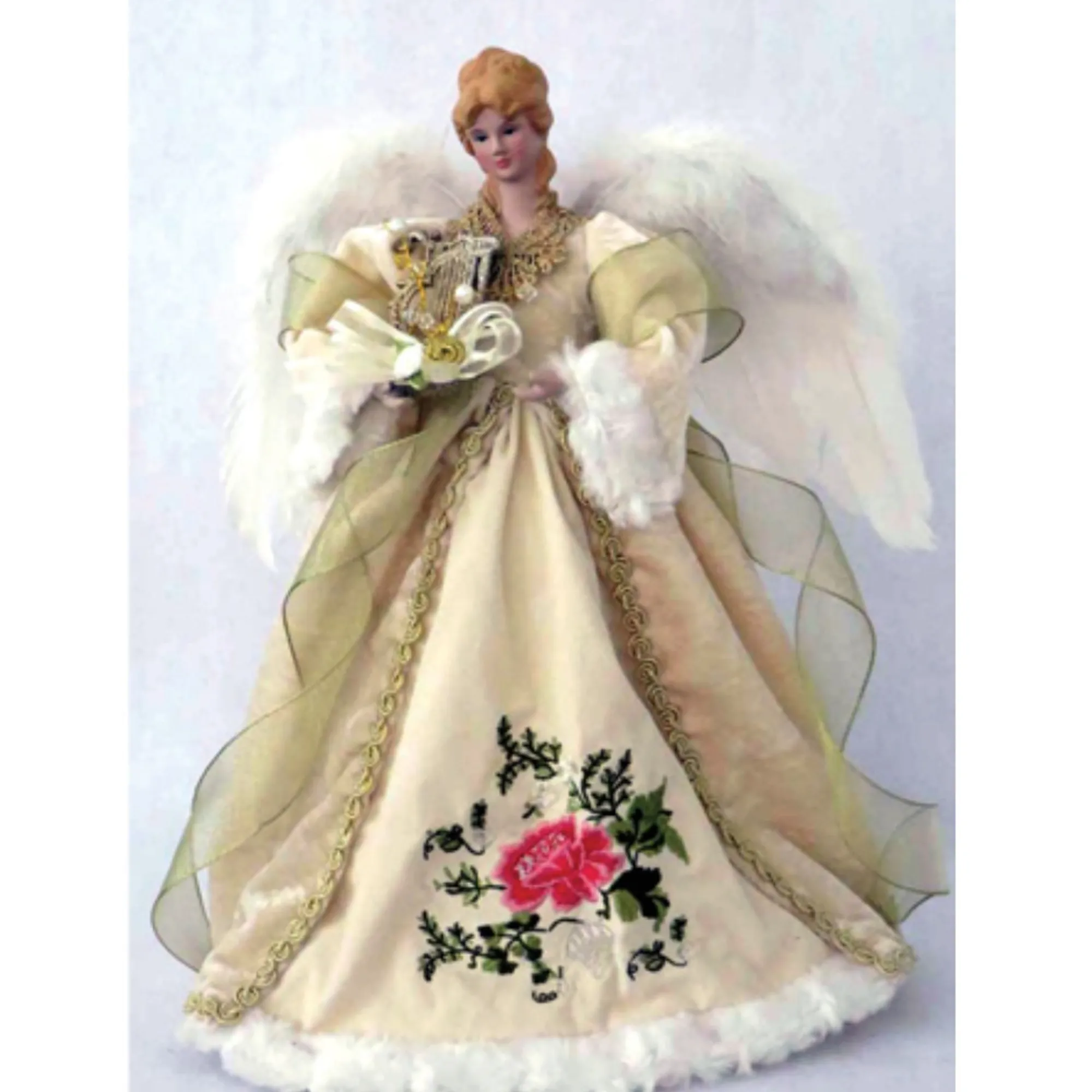 Home and Holiday Shops Finials-Santa's Workshop Gold Victorian Angel Christmas Tree Topper 16 Inch